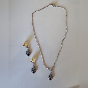 Ornate Necklace And Earrings Costume Jewelry Set 1990s